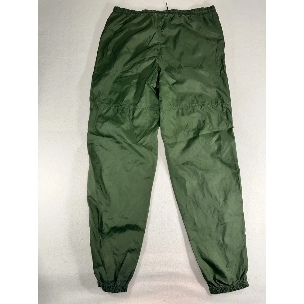 Nike Men's M Green Nylon Track Pants Drawstring Elastic Waist Zip Pockets Solid